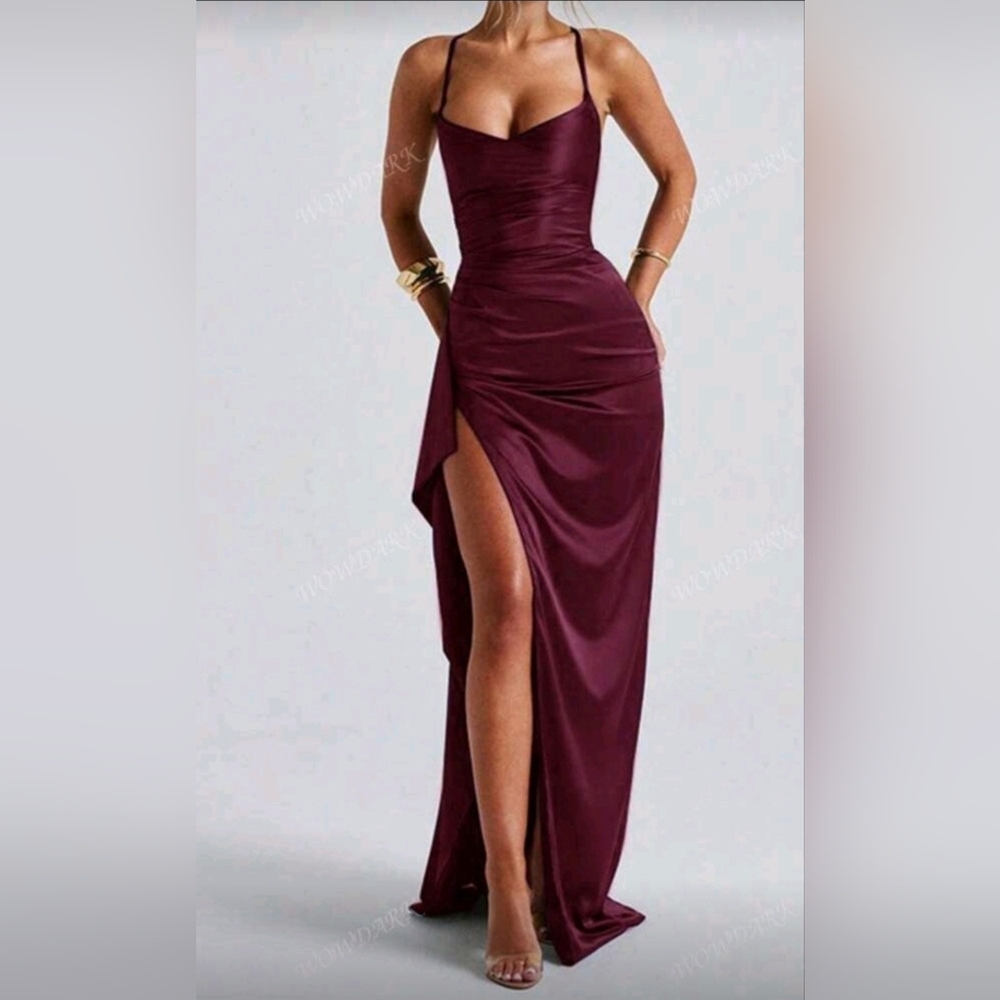 Elegant Burgundy Evening Gown